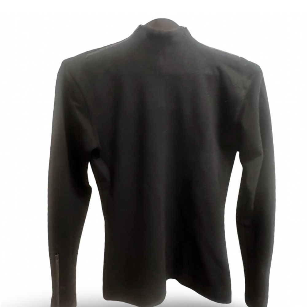 CLAUDE MONTANA Black Mock Neck Sweater With Zipper Details